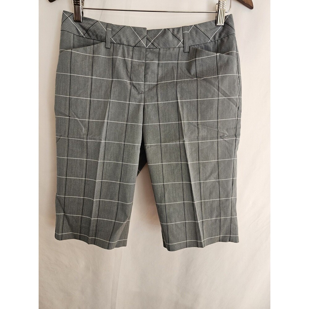 Express Design Studio Editor Shorts Gray Windowpane Plaid Bermuda Dress Size 4